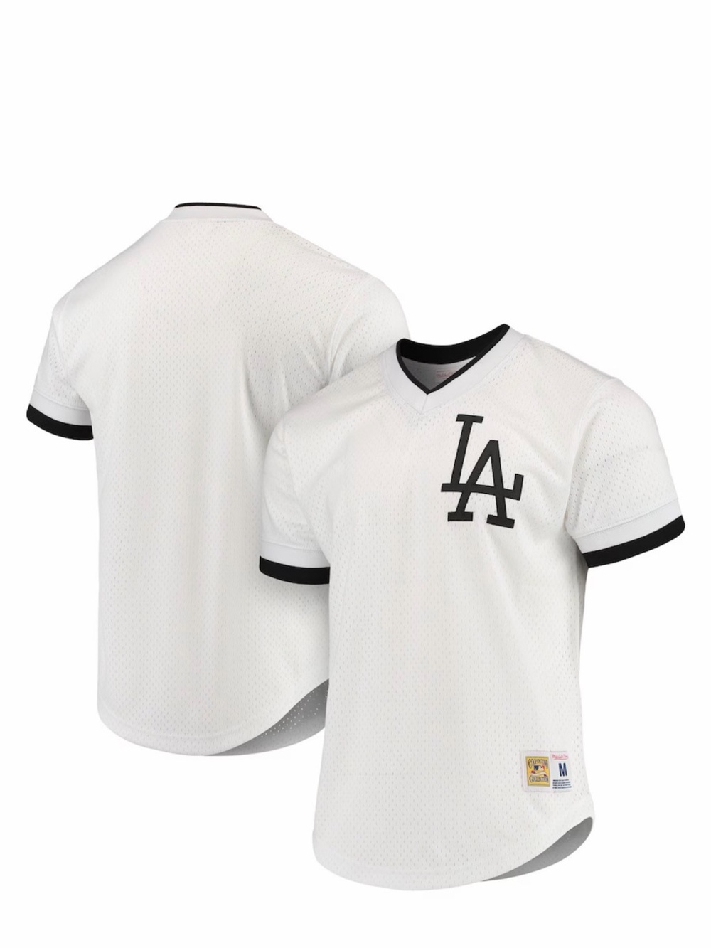 Los Angeles Dodgers Mitchell & Ness White/Black Mesh V-Neck Jersey - Picture 10 of 10